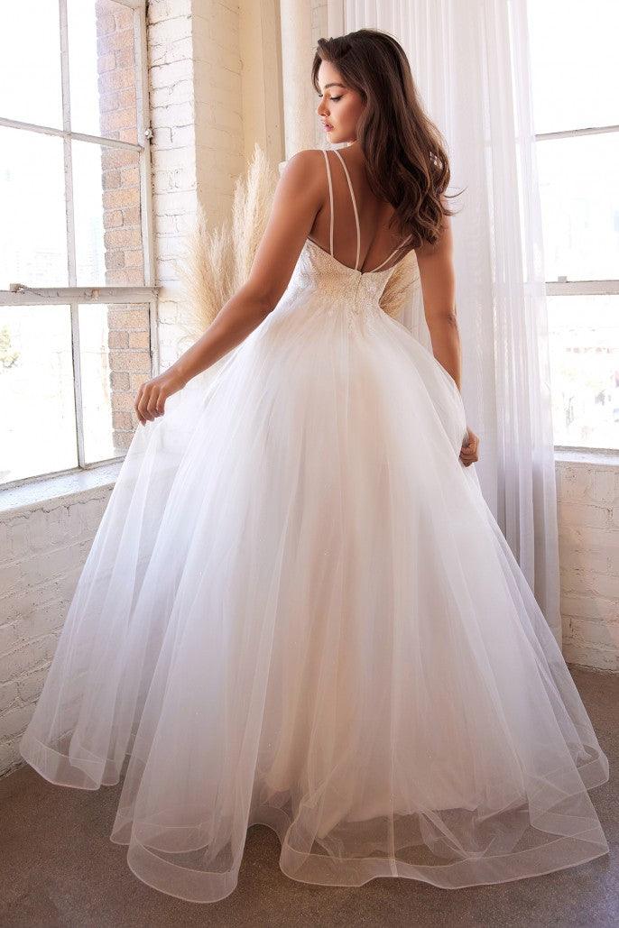 A-Line Long Tulle Wedding Dress - The Dress Outlet