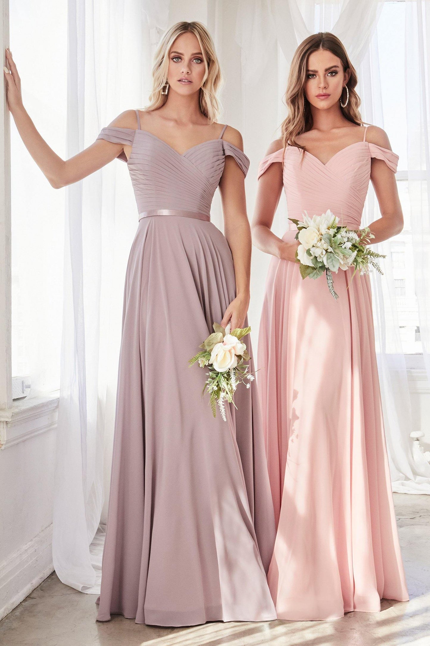 Long Bridesmaids Formal Off Shoulder Prom Dress Blush