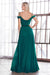 Long Bridesmaids Formal Off Shoulder Prom Dress Emerald