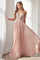 Long Formal Spaghetti Strap Metallic Prom Dress - The Dress Outlet Cinderella Divine