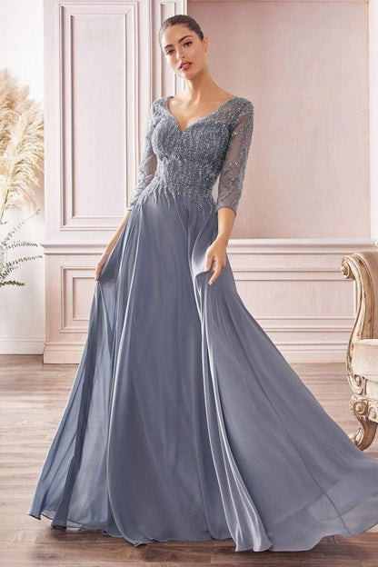 Long Formal Dress Prom Smoky Blue