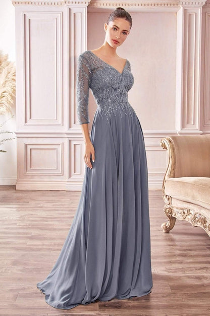 Long Formal Dress Prom Smoky Blue