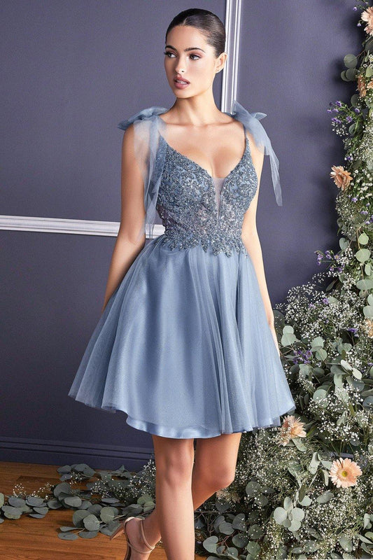 Prom Short Dress Homecoming Smoky Blue
