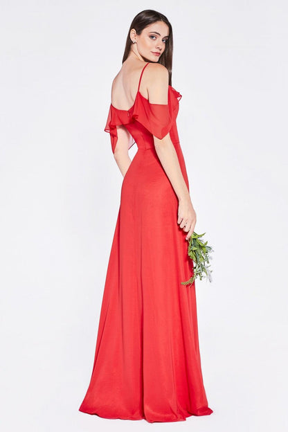 Long Formal Dress Off Shoulder Bridesmaid Red