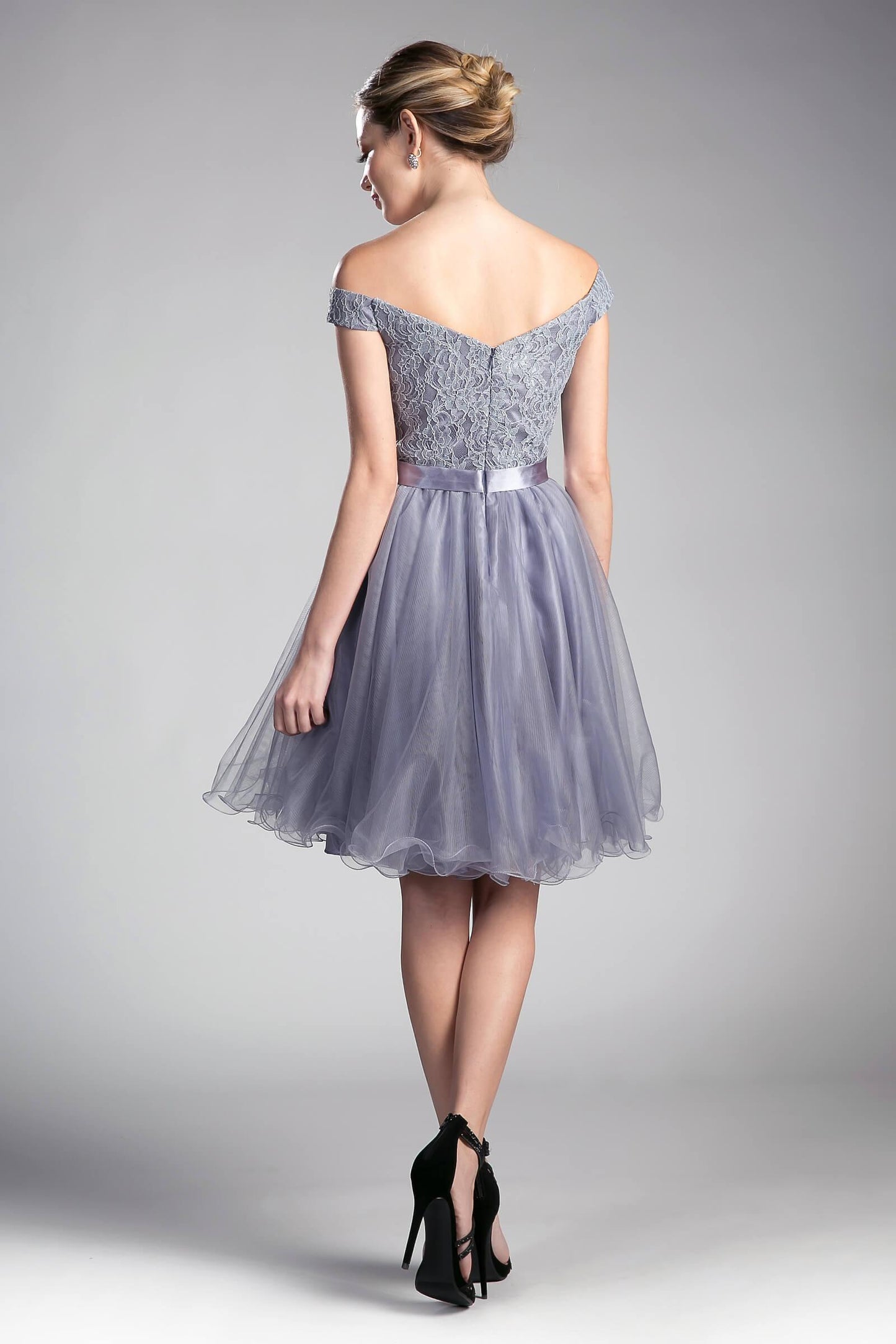 Prom Short Off Shoulder Homecoming Lace Cocktail Dress - The Dress Outlet Cinderella Divine