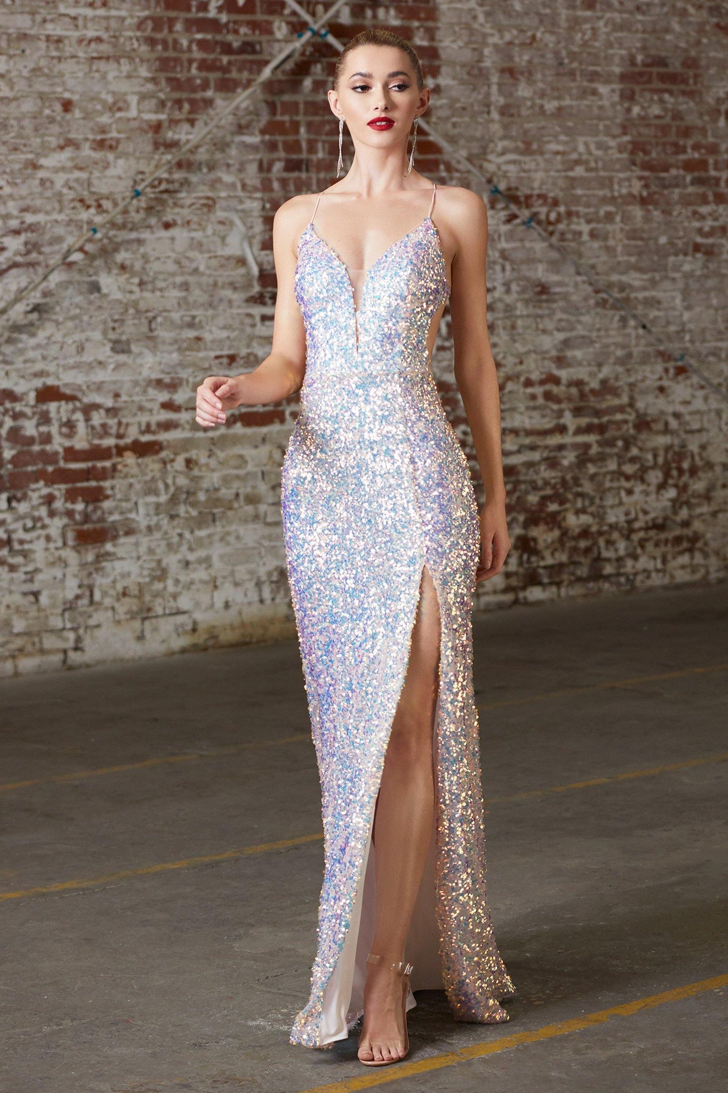 Prom Long Formal Fitted Sequin Evening Dress - The Dress Outlet Cinderella Divine