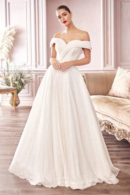 Glitter Long Plus Size Wedding Dress - The Dress Outlet
