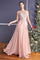 Long Jewel Embellished Formal Prom Gown Peach