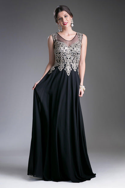 Long Jewel Embellished Formal Prom Gown Black