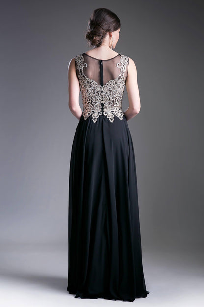 Long Jewel Embellished Formal Prom Gown Black