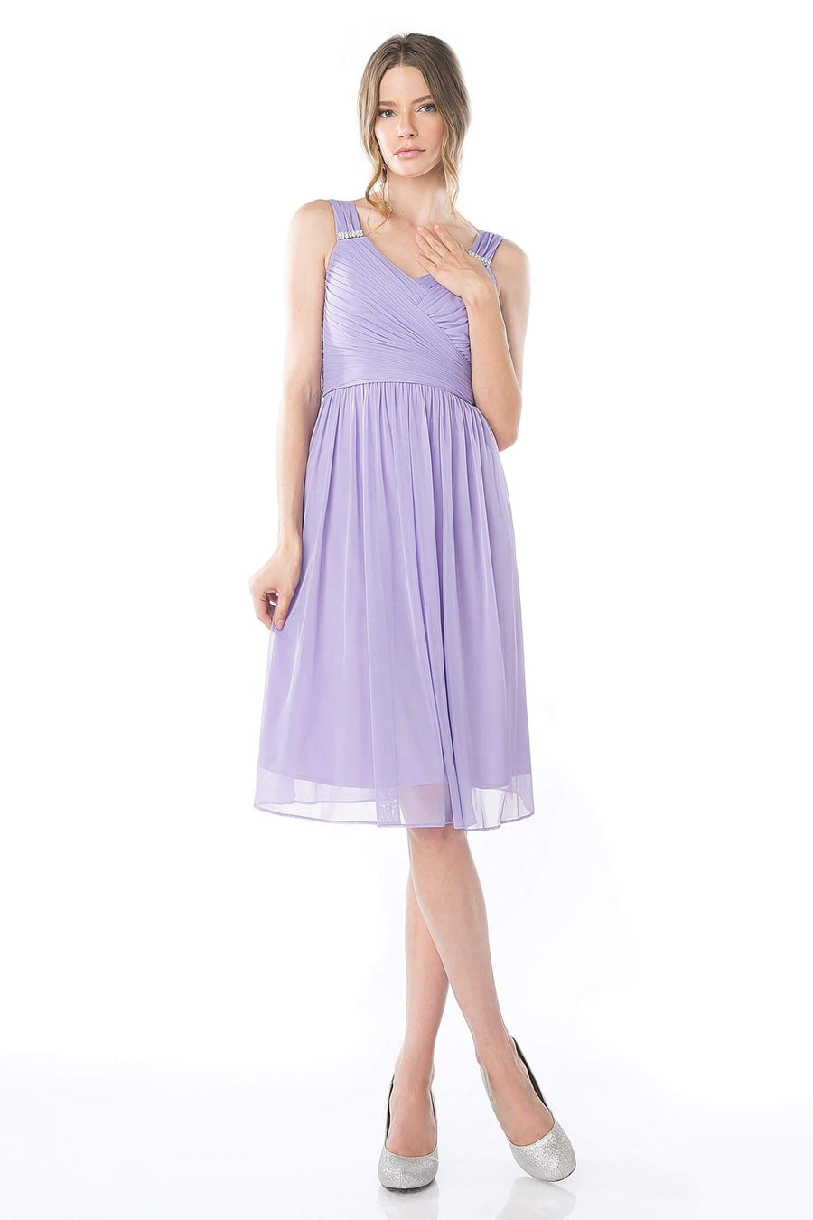 Short Bridesmaids Sleeveless Chiffon Prom Cocktail Dress - The Dress Outlet Cinderella Divine