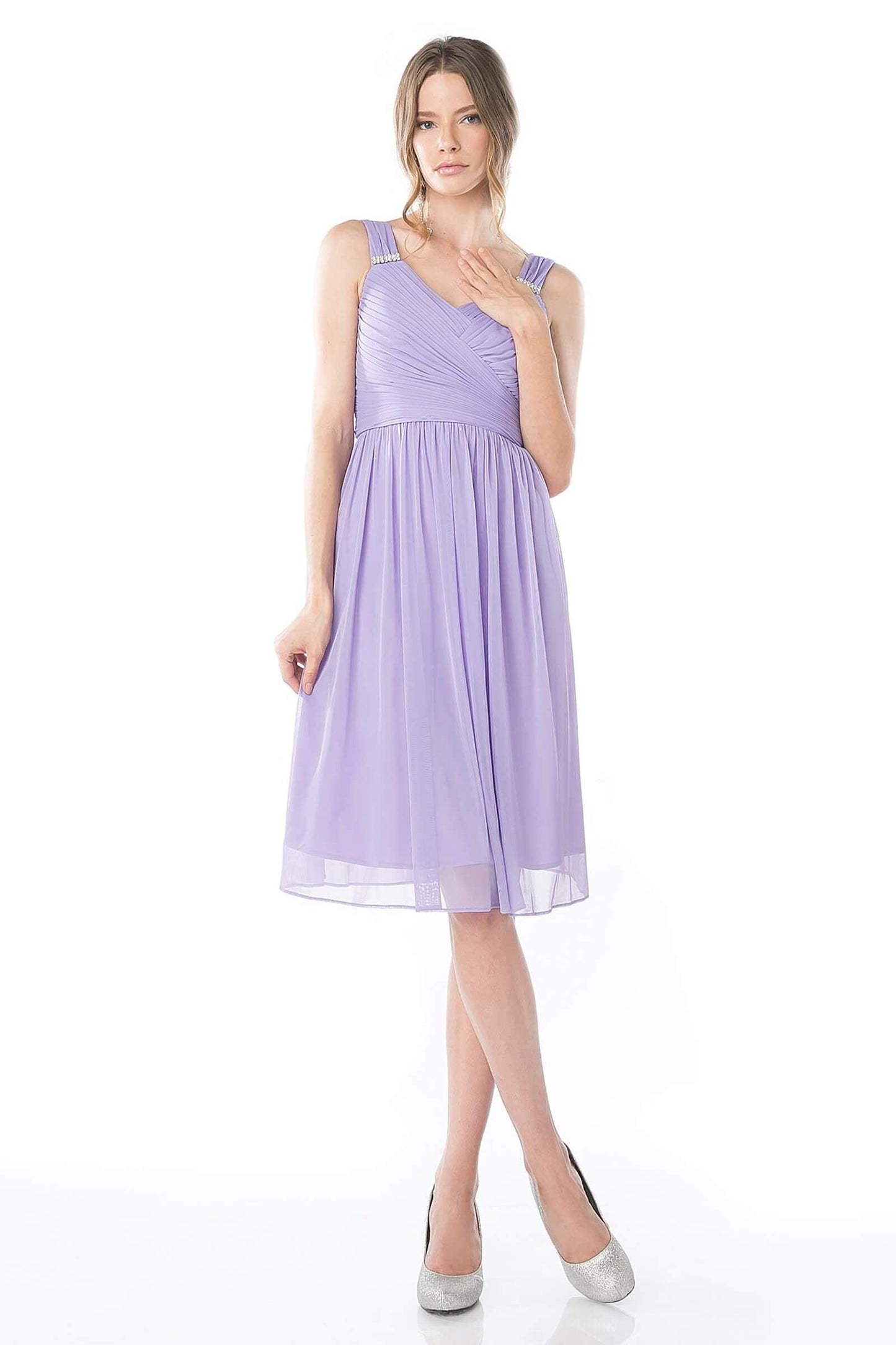Short Bridesmaids Sleeveless Chiffon Prom Cocktail Dress - The Dress Outlet Cinderella Divine