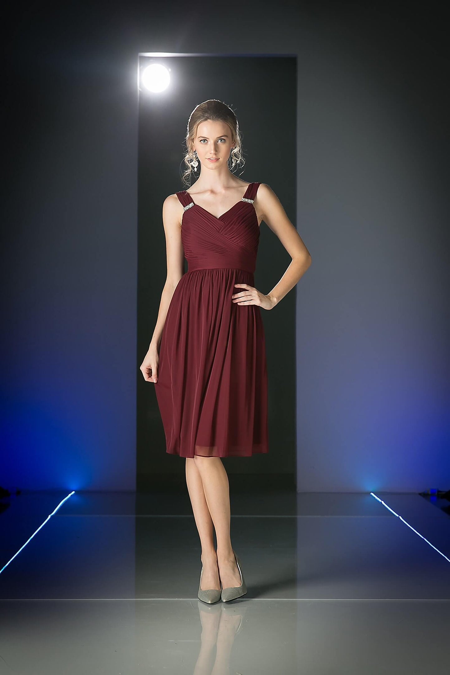 Short Bridesmaids Sleeveless Chiffon Prom Cocktail Dress - The Dress Outlet Cinderella Divine