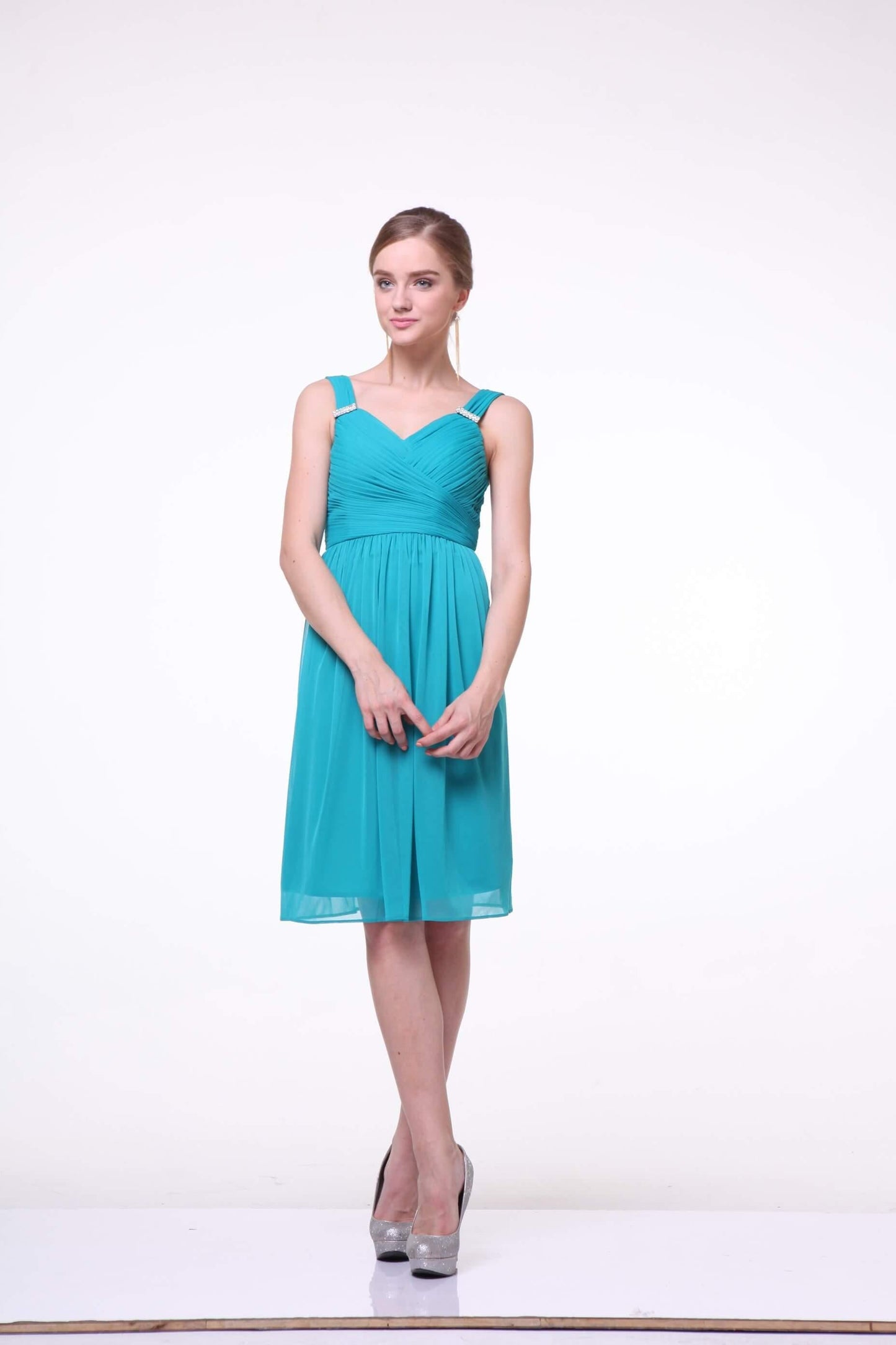 Short Bridesmaids Sleeveless Chiffon Prom Cocktail Dress - The Dress Outlet Cinderella Divine
