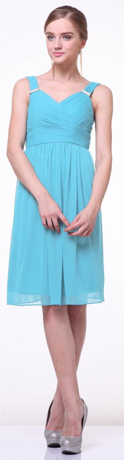 Short Bridesmaids Sleeveless Chiffon Prom Cocktail Dress - The Dress Outlet Cinderella Divine