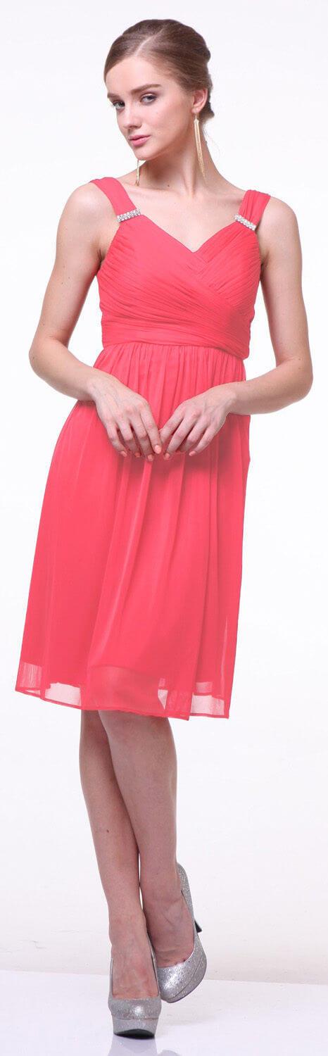 Short Bridesmaids Sleeveless Chiffon Prom Cocktail Dress - The Dress Outlet Cinderella Divine