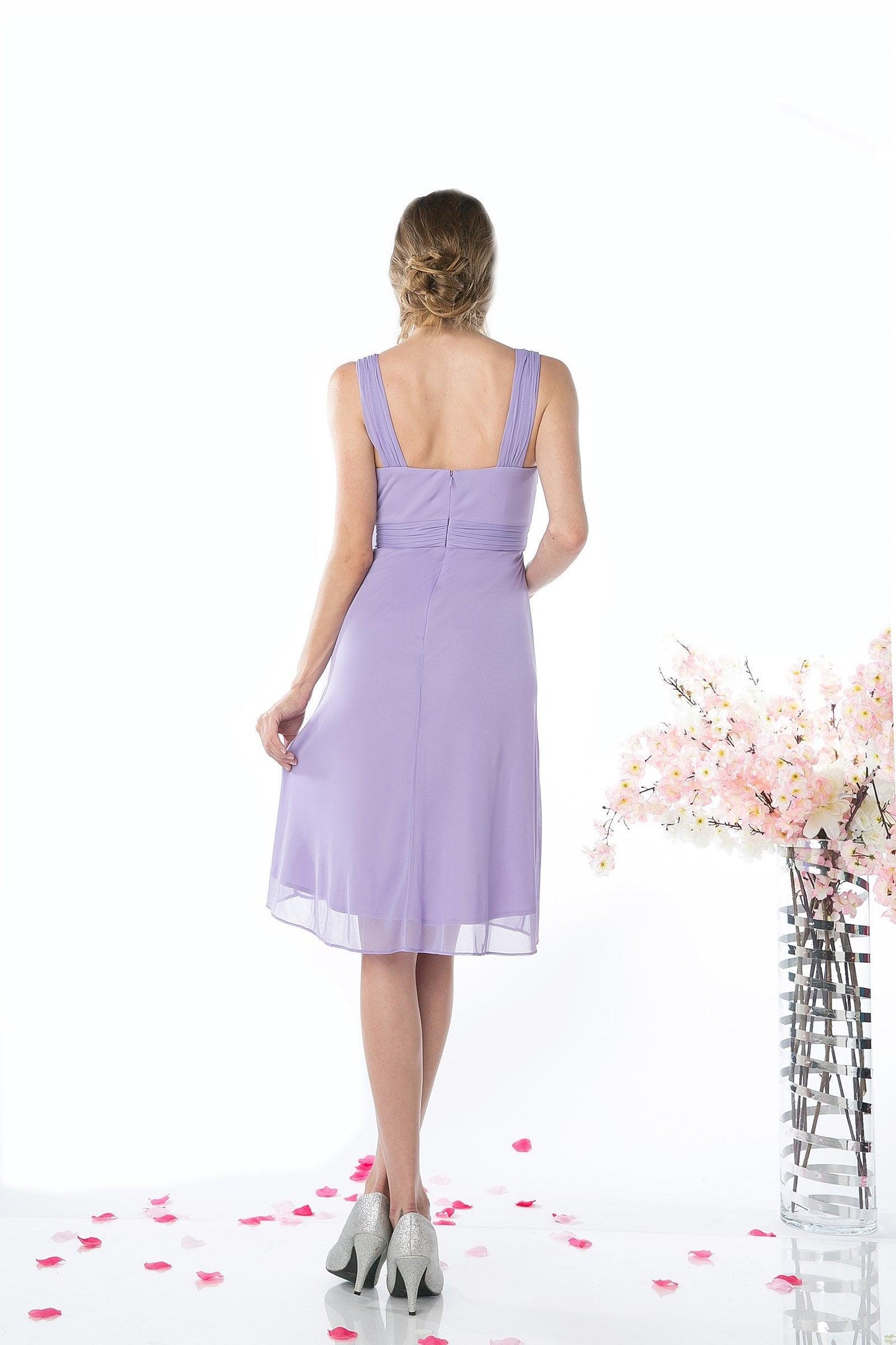 Short Bridesmaids Sleeveless Chiffon Prom Cocktail Dress - The Dress Outlet Cinderella Divine