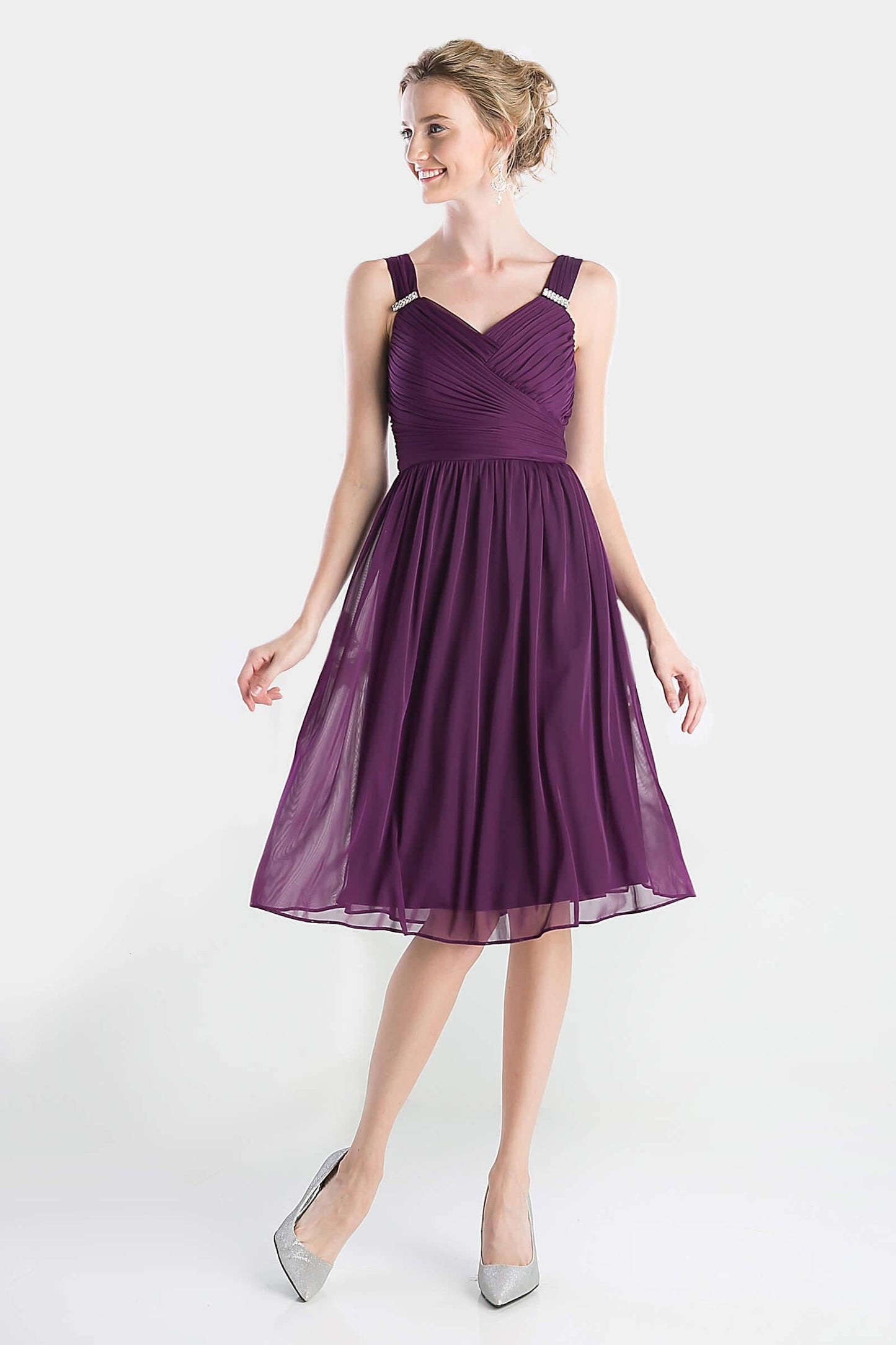 Short Bridesmaids Sleeveless Chiffon Prom Cocktail Dress - The Dress Outlet Cinderella Divine