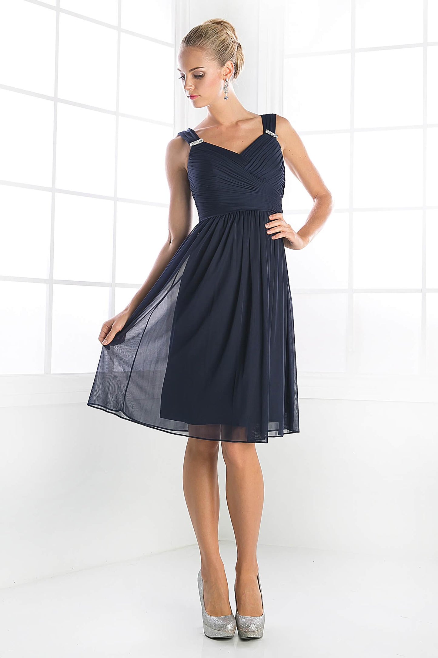 Short Bridesmaids Sleeveless Chiffon Prom Cocktail Dress - The Dress Outlet Cinderella Divine