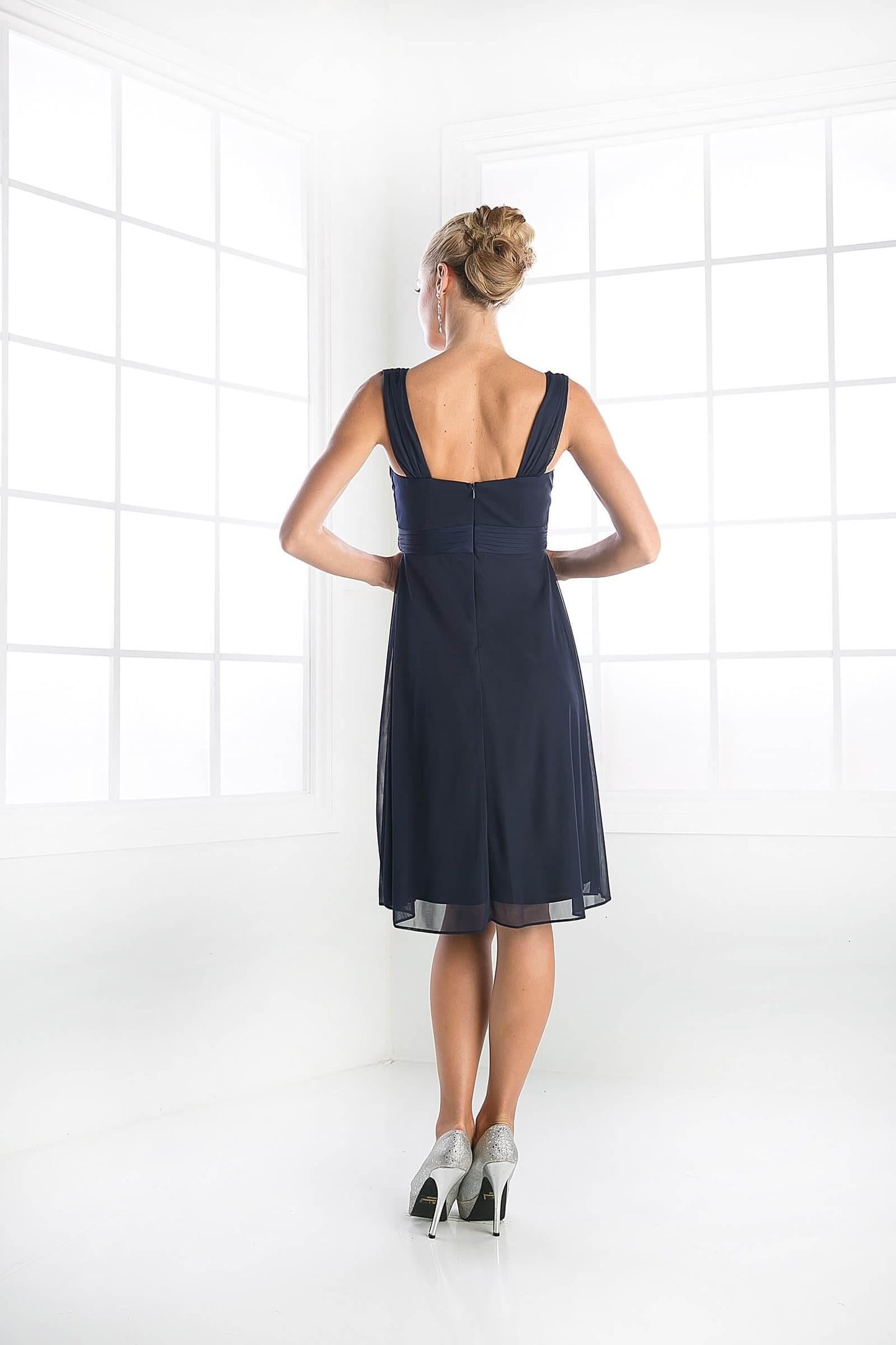 Short Bridesmaids Sleeveless Chiffon Prom Cocktail Dress - The Dress Outlet Cinderella Divine