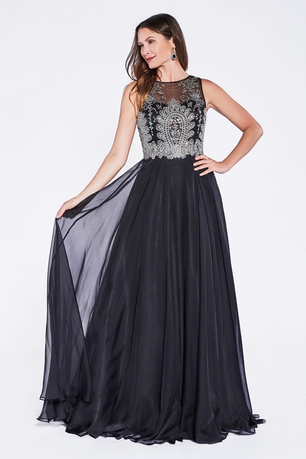 Long Prom Dress Sleeveless Evening Gown - The Dress Outlet Cinderella Divine