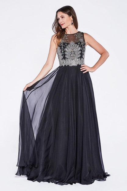 Long Prom Dress Sleeveless Evening Gown - The Dress Outlet Cinderella Divine