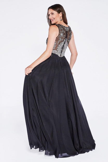 Long Prom Dress Sleeveless Evening Gown - The Dress Outlet Cinderella Divine