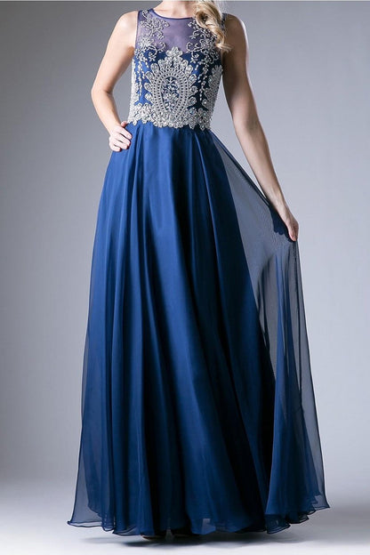 Long Prom Dress Sleeveless Evening Gown - The Dress Outlet Cinderella Divine