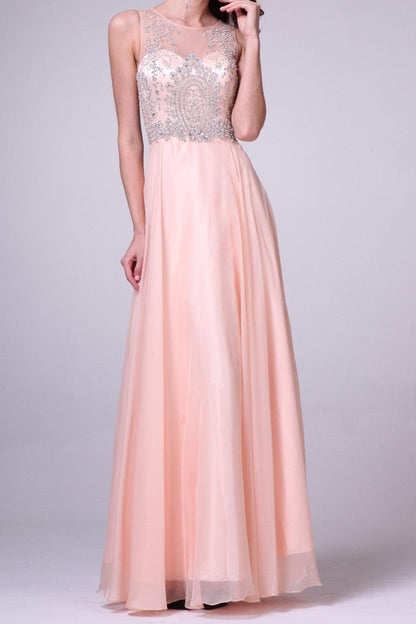 Long Prom Dress Sleeveless Evening Gown - The Dress Outlet Cinderella Divine