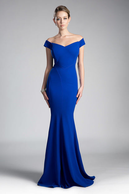 Long Formal Off Shoulder Mermaid Fit Prom Dress - The Dress Outlet Cinderella Divine