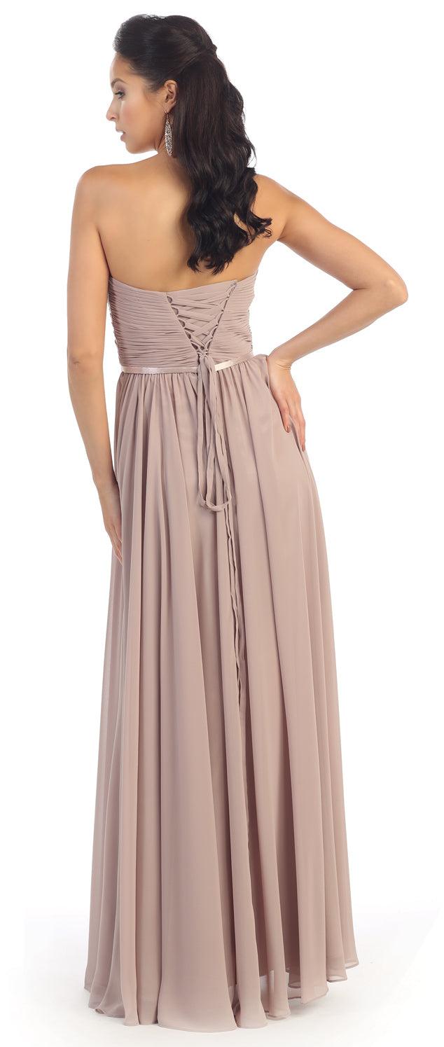 Strapless Chiffon Empire Waist Prom Dress - The Dress Outlet Cinderella Divine