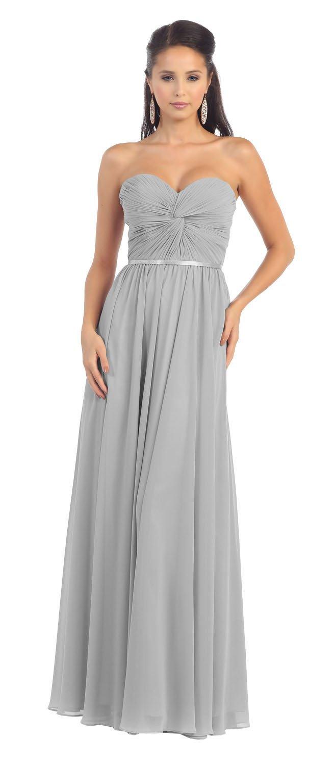 Strapless Chiffon Empire Waist Prom Dress - The Dress Outlet Cinderella Divine