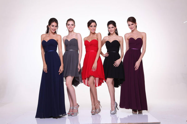 Prom High Low Strapless Chiffon Bridesmaids Dress - The Dress Outlet Cinderella Divine