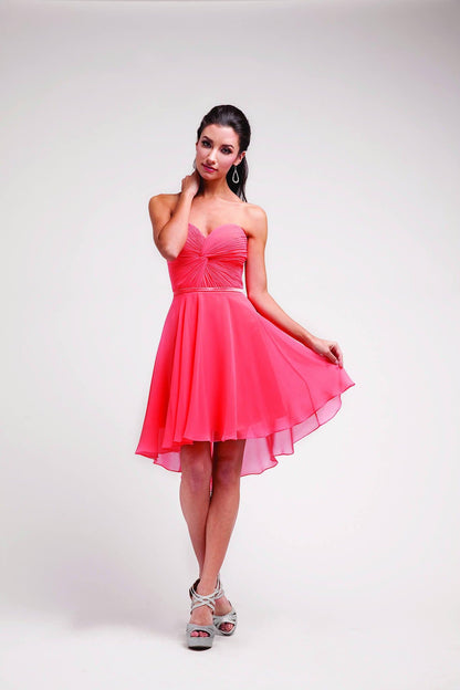 Prom High Low Strapless Chiffon Bridesmaids Dress - The Dress Outlet Cinderella Divine