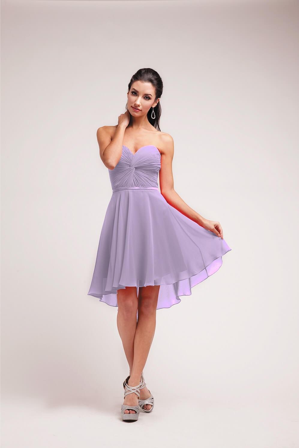 Prom High Low Strapless Chiffon Bridesmaids Dress - The Dress Outlet Cinderella Divine