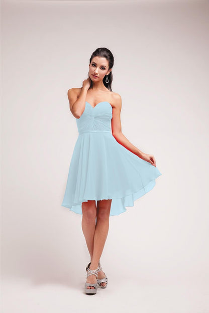 Prom High Low Strapless Chiffon Bridesmaids Dress - The Dress Outlet Cinderella Divine