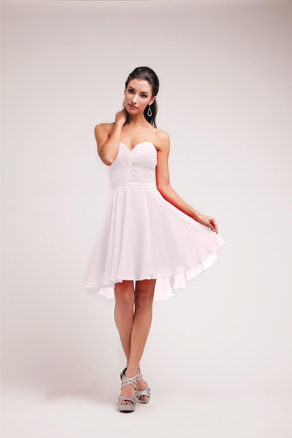 Prom High Low Strapless Chiffon Bridesmaids Dress - The Dress Outlet Cinderella Divine