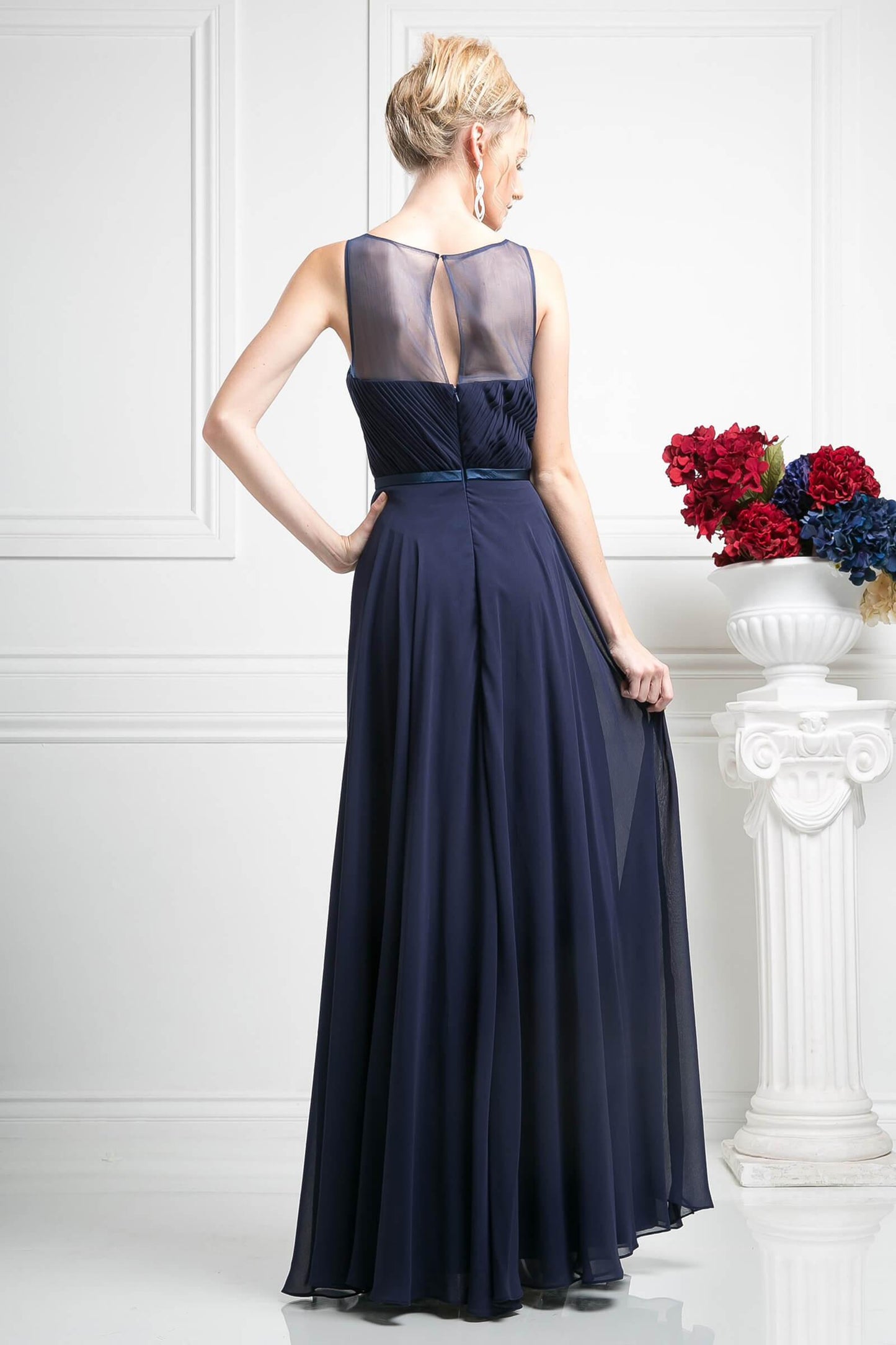 Long Chiffon Empire Waist Formal Prom Dress - The Dress Outlet Cinderella Divine