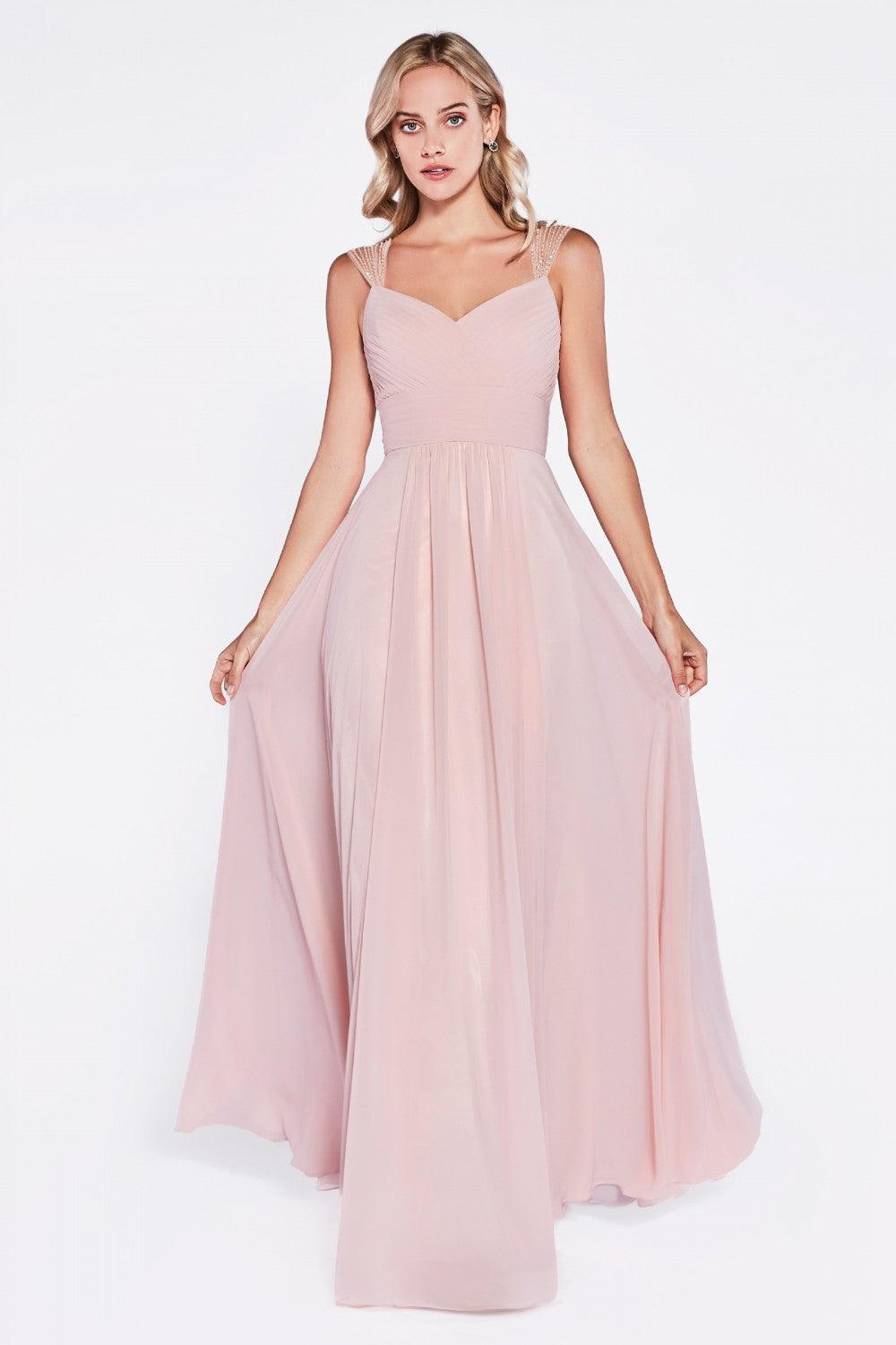 Long Cap Sleeve Formal Dress Bridesmaid - The Dress Outlet Cinderella Divine