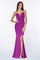 Long Sleeveless V Neck High Slit Prom Dress Evening Gown 