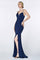 Long Sleeveless V Neck High Slit Prom Dress Evening Gown 