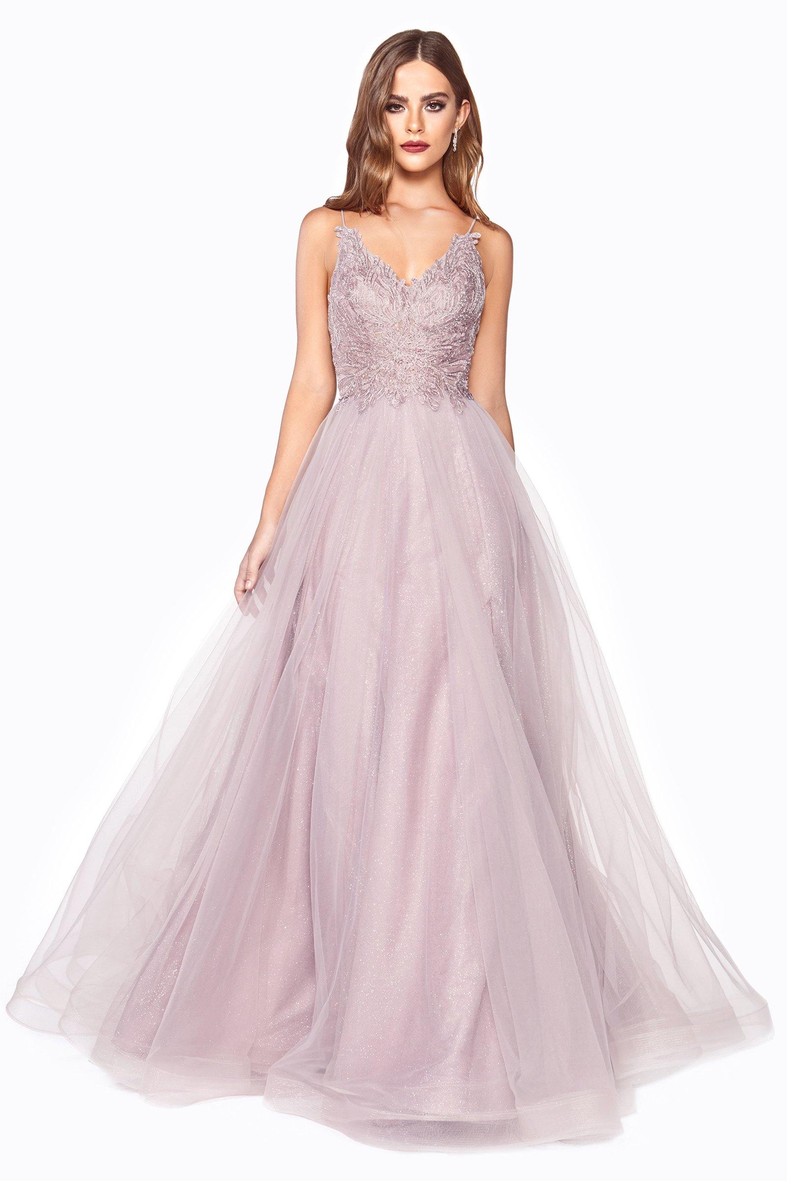 Prom Long Formal Lace Applique Evening Dress - The Dress Outlet Cinderella Divine