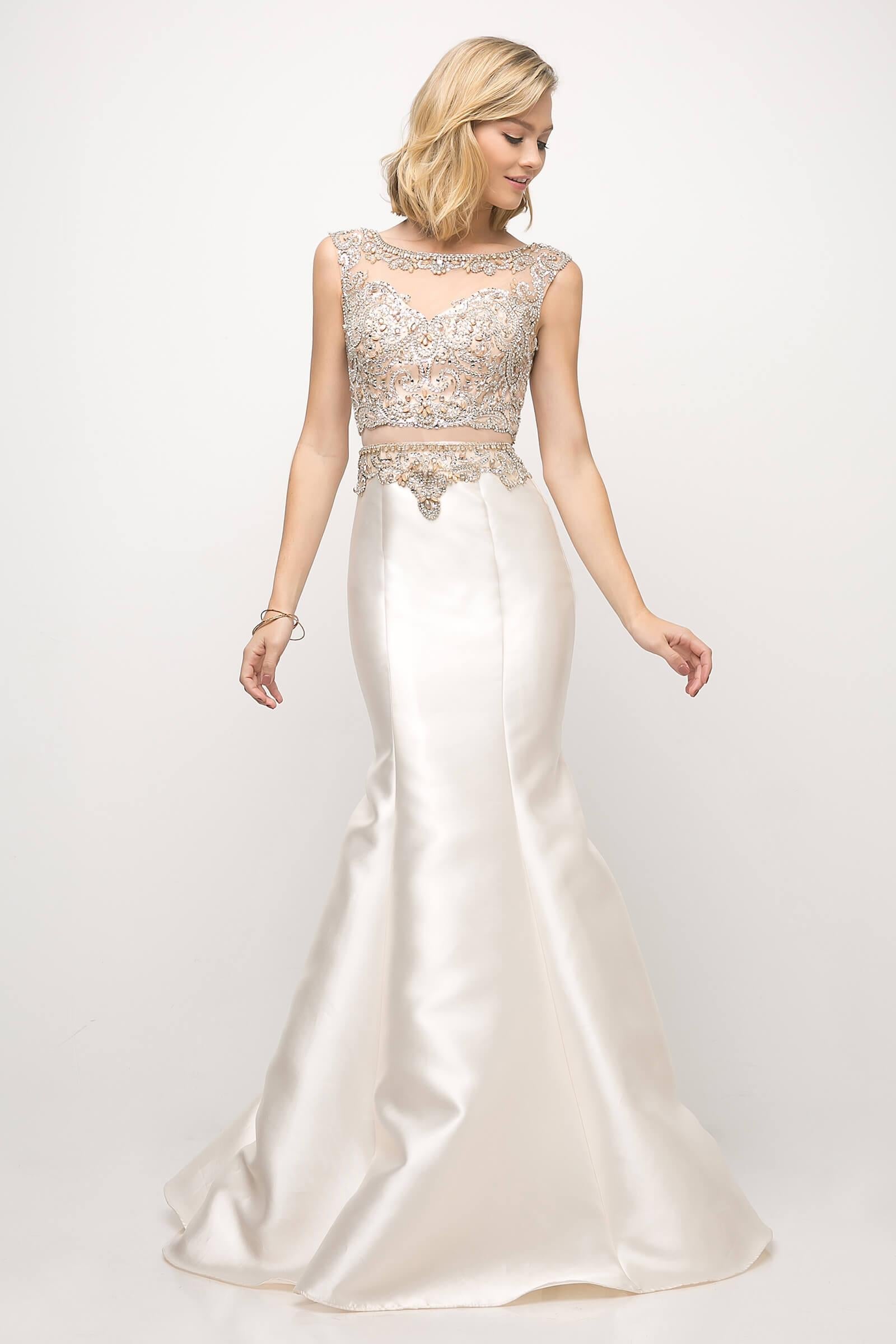 Prom Long Cap Sleeve Mermaid Evening Dress - The Dress Outlet Cinderella Divine