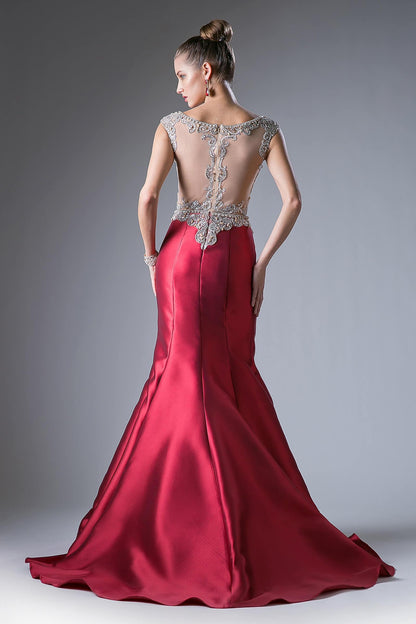 Prom Long Cap Sleeve Mermaid Evening Dress - The Dress Outlet Cinderella Divine