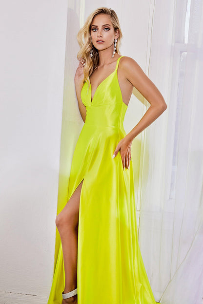 Bridesmaids Long Formal Evening Prom Dress Neon Yellow