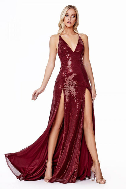 Sexy Fitted Long Prom Dress Burgundy