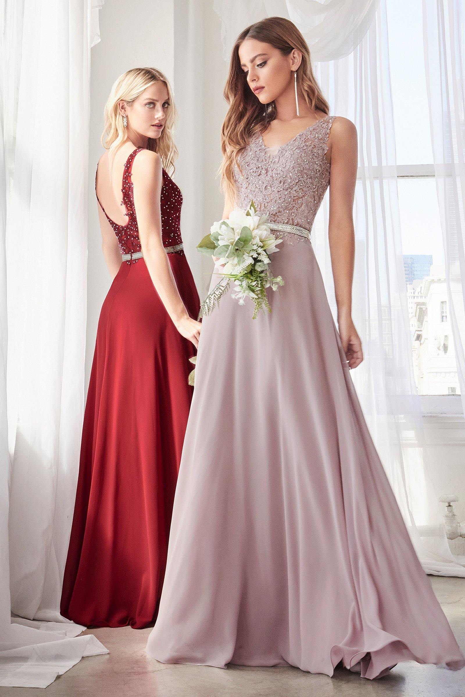 Bridesmaids Long Formal Sleeveless Prom Dress - The Dress Outlet