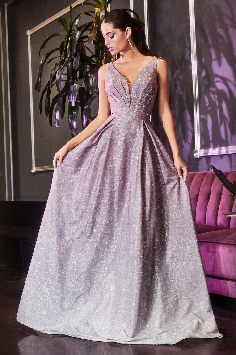 Cinderella Divine CD9174 Prom Long Metallic Glitter Ombre Evening Dress