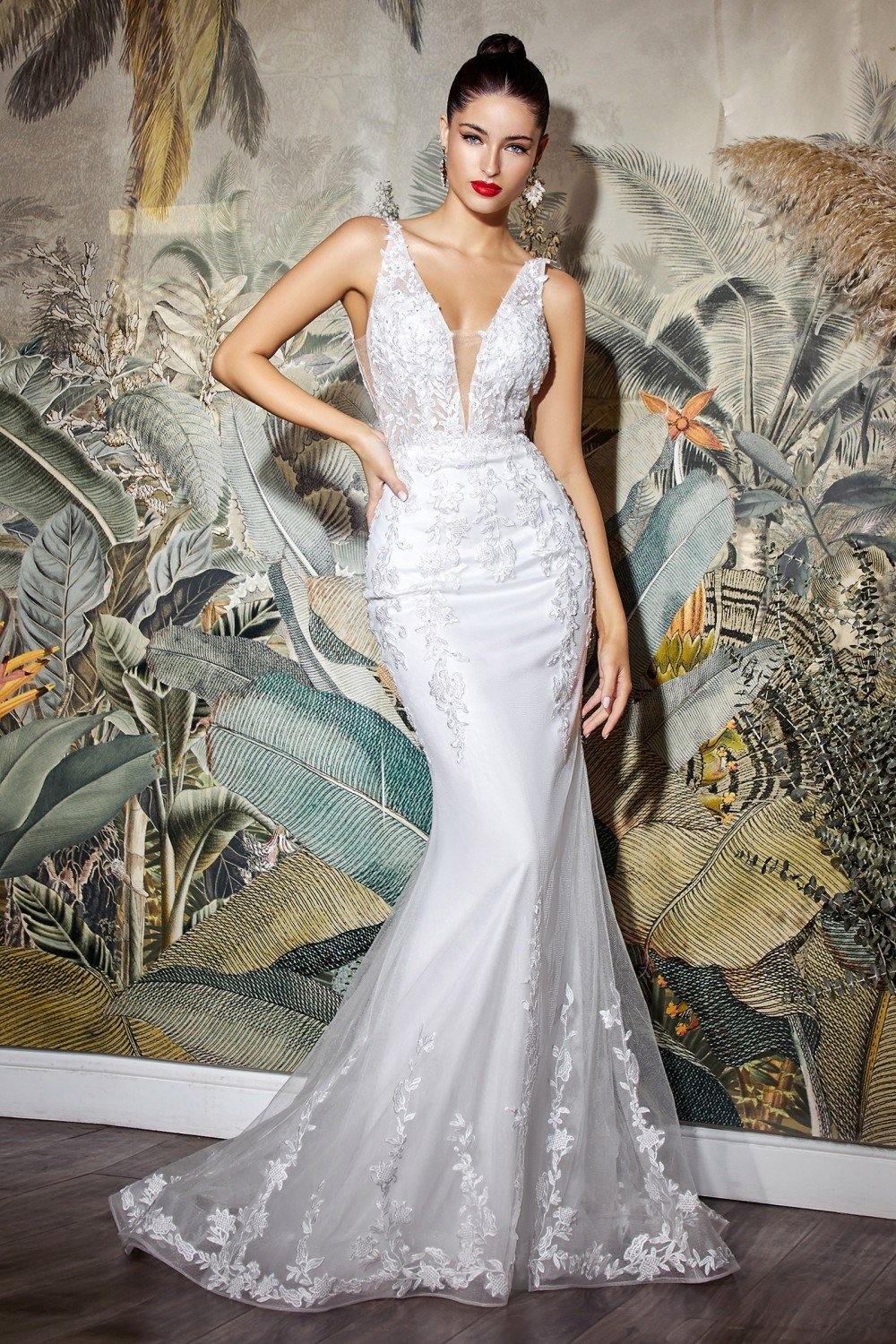 Long Fitted Mermaid Bridal Gown - The Dress Outlet