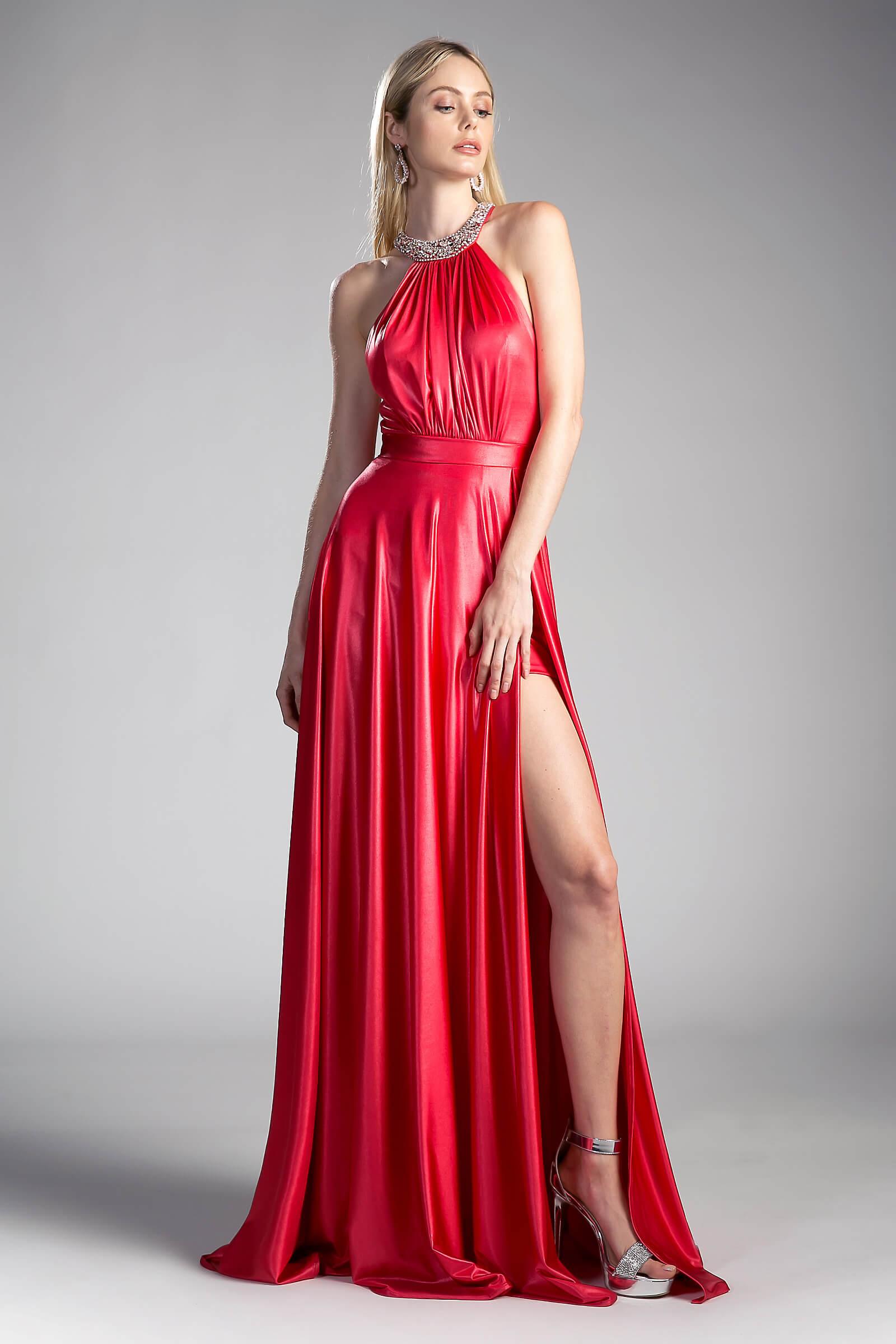 Long Formal Halter Prom Dress Evening Gown - The Dress Outlet Cinderella Divine